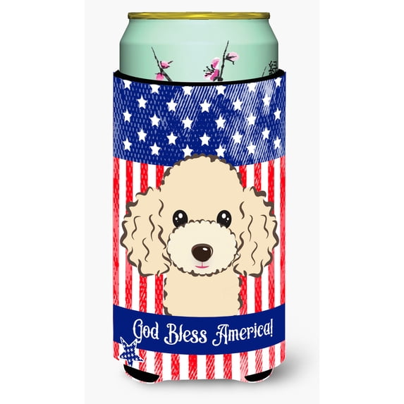 Carolines Treasures God Bless American Flag with Buff Poodle Tall Boy beverage Insulator Hugger Tall Boy multicolor