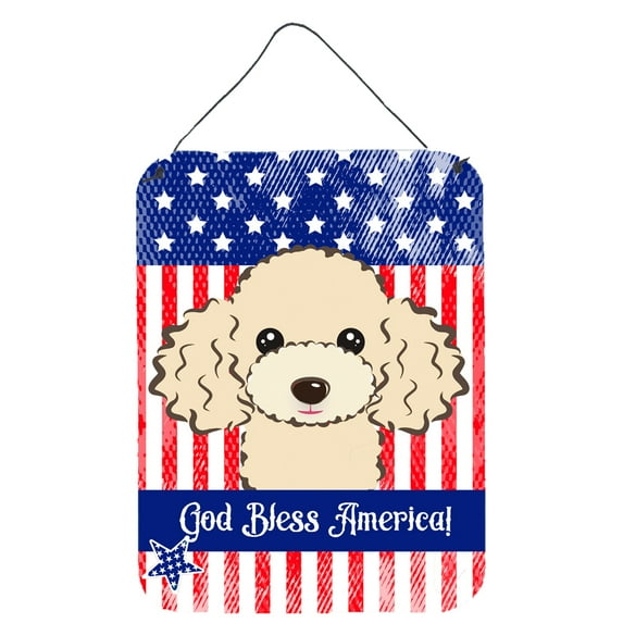 Caroline's Treasures BB2188DS1216 American Flag and Buff Poodle Wall or Door Hanging Prints, 12x16, multicolor