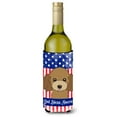 thumbnail image 1 of Carolines Treasures God Bless American Flag with Chocolate Brown Poodle Wine Bottle beverage Insulator Hugger Wine, 1 of 2
