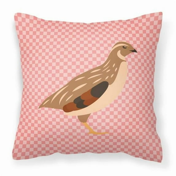 Carolines Treasures BB7955PW1818 Golden Phoenix Quail Pink Check Fabric Decorative Pillow, 18 x 18 in.