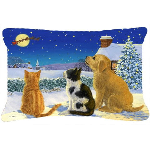 Carolines Treasures Golden Retriever & Kittens Watching Santa Fabric Decorative Pillow