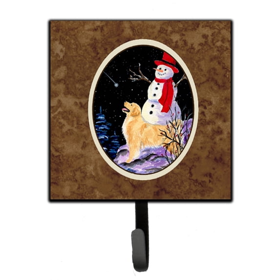 Carolines Treasures SS8579SH4 Golden Retriever with Snowman In Red Hat Leash Holder or Key Hook, Small, Multicolor