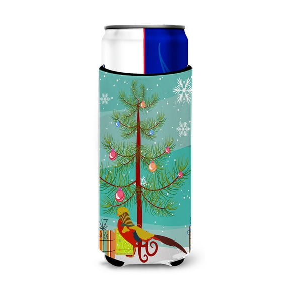 Carolines Treasures Golden or Chinese Pheasant Christmas Michelob Hugger for slim cans Slim Can multicolor