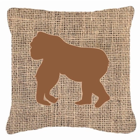 Carolines Treasures  Gorilla Burlap And Brown Indoor & Outdoor Fabric Decorative Pillow