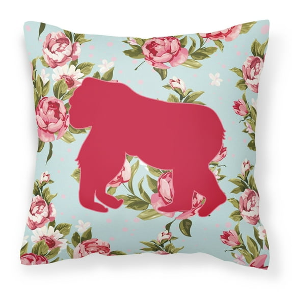 Carolines Treasures Gorilla Shabby Chic Blue Roses Square Decorative Outdoor Pillow