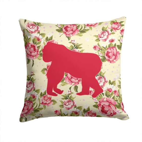 Carolines Treasures Gorilla Shabby Chic Yellow Roses Fabric Decorative Pillow 14Hx14W multicolor