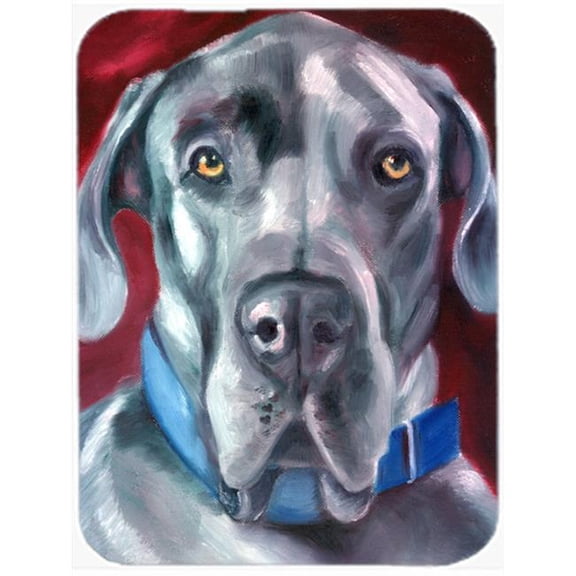 Carolines Treasures Great Dane Natural Ears Blue Collar Glass Cutting Board - Blue - Large