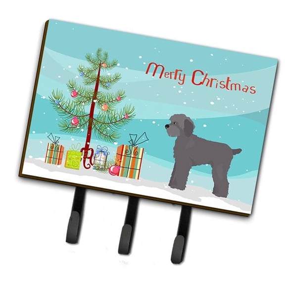 Carolines Treasures  Grey Schnoodle Christmas Tree Leash or Key Holder