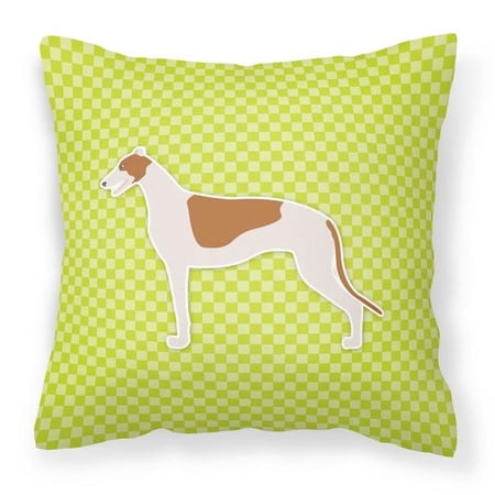 Carolines Treasures BB3805PW1414 Greyhound Checkerboard Green Fabric Decorative Pillow