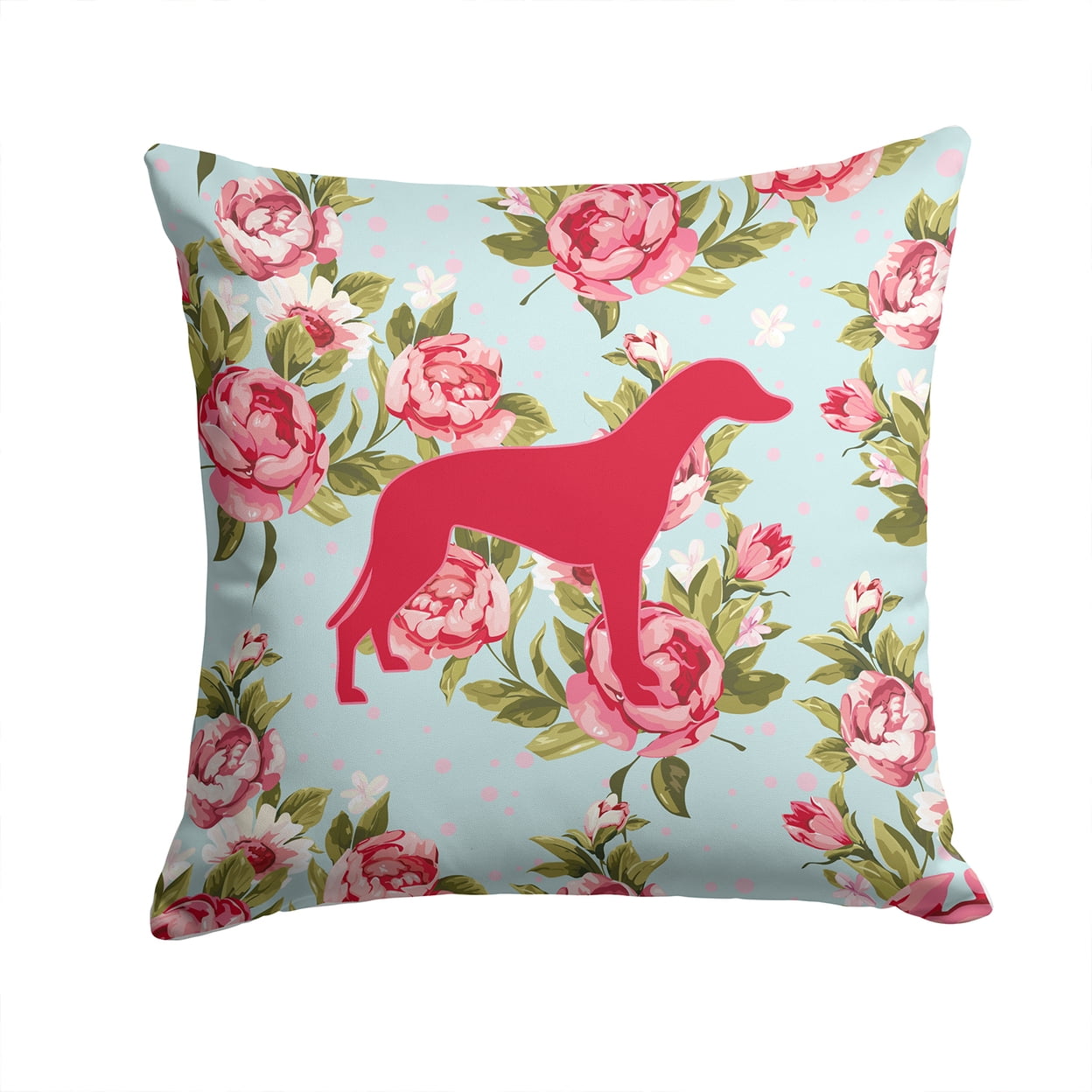Carolines Treasures Greyhound Shabby Chic Blue Roses Canvas Fabric Decorative Pillow BB1086 14Hx14W multicolor