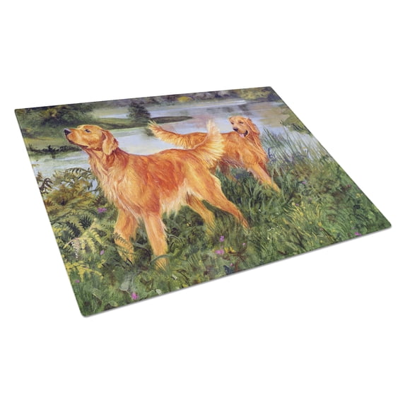 Golden Retrievers Glass Cutting Board Large
