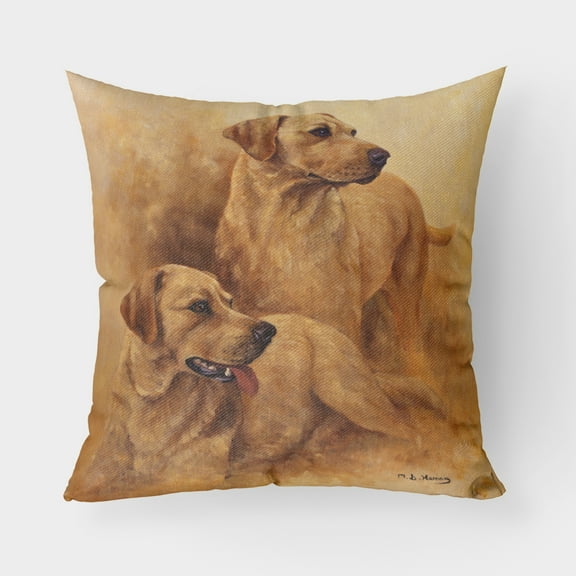Carolines Treasures HMHE0182PW1818 Yellow Labs by Michael Herring Canvas Decorative Pillow  18H x18W multicolor