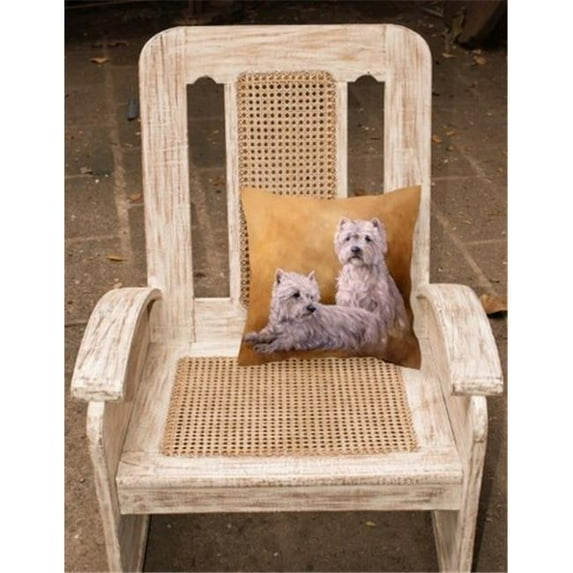 Carolines Treasures HMHE0201PW1414 Westies by Michael Herring Fabric Decorative Pillow, 14 x 3 x 14 in.
