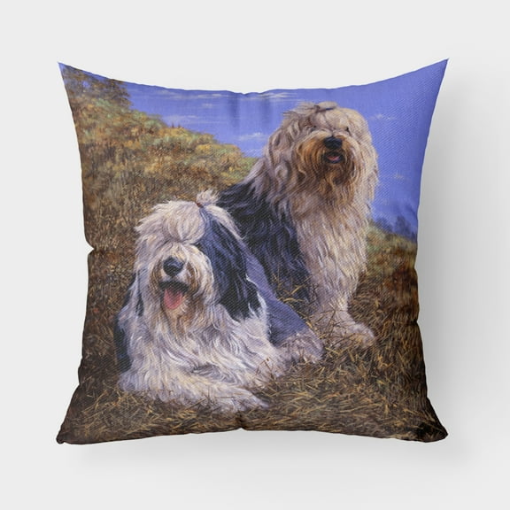 Carolines Treasures HMHE0229PW1818 Old English Sheepdogs by Michael Herring Canvas Decorative Pillow  18H x18W