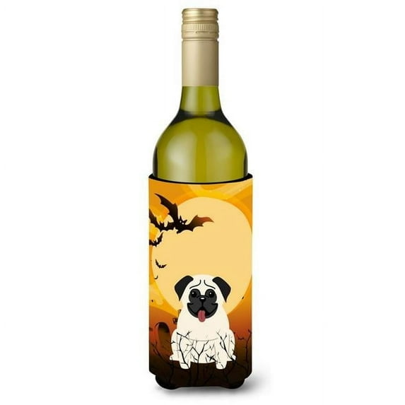 Carolines Treasures BB4270LITERK Halloween Pug Cream Wine Bottle Beverge Insulator Hugger