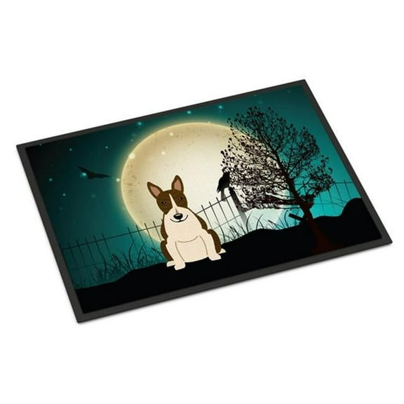 Carolines Treasures Halloween Scary Bull Terrier Dark Brindle Door Mat Indoor Rug or Outdoor Welcome Mat 24x36 Doormat