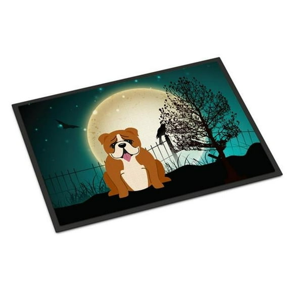 Carolines Treasures Halloween Scary English Bulldog Red White Door Mat Indoor Rug or Outdoor Welcome Mat 24x36 Doormat