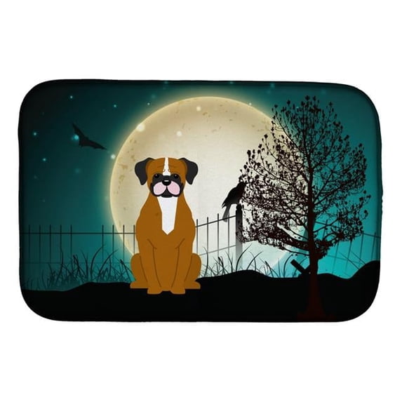 Halloween Scary Flashy Fawn Boxer Dish Drying Mat
