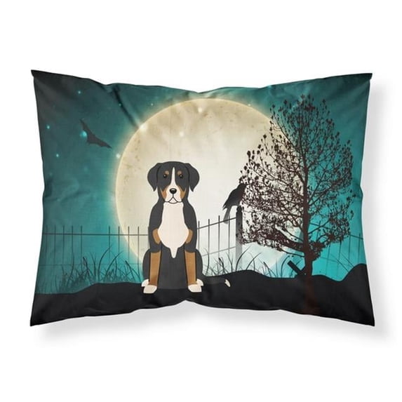 Carolines Treasures Halloween Scary Greater Swiss Mountain Dog Fabric Standard Pillowcase - 20.5 x 0.25 x 30 in.