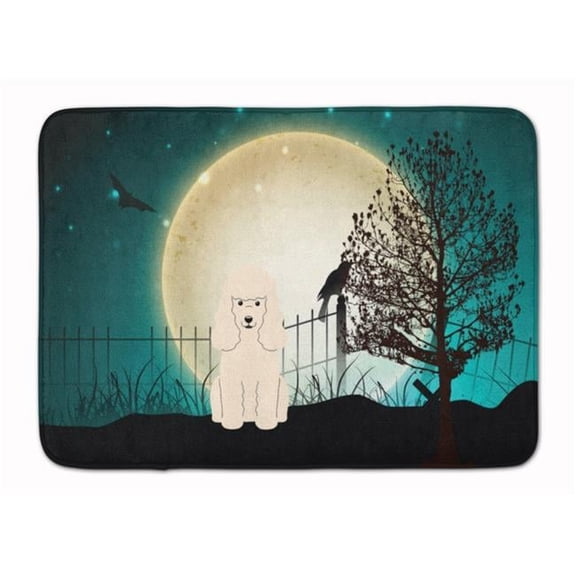 Carolines Treasures  Halloween Scary Poodle White Machine Washable Memory Foam Mat - White - 19in. H x 0.25in. W x 27in. L
