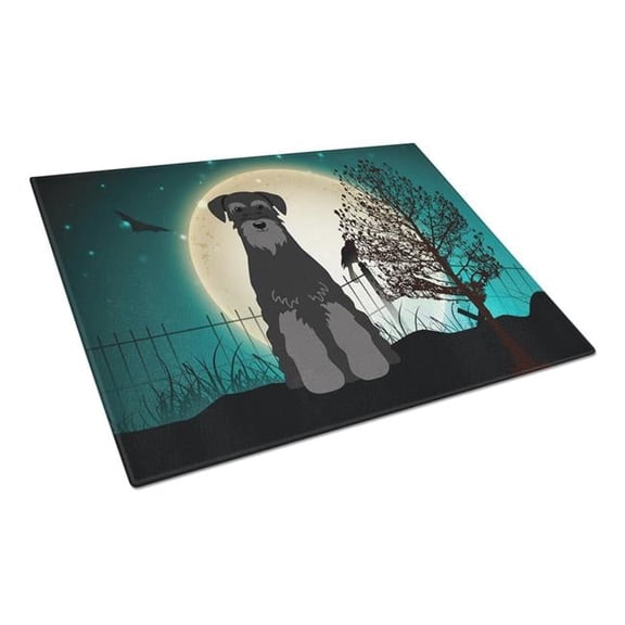 Carolines Treasures  Halloween Scary Standard Schnauzer Black Glass Cutting Board - Large