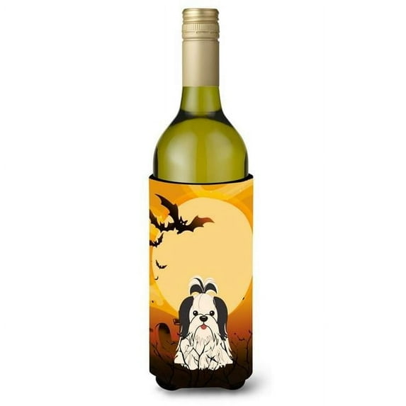 Carolines Treasures BB4354LITERK Halloween Shih Tzu Black & White Wine Bottle Beverge Insulator Hugger
