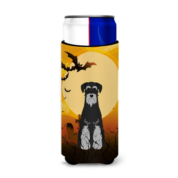 Caroline's Treasures BB4300MUK Halloween Standard Schnauzer Black Grey Michelob Ultra Hugger for slim cans , Slim Can,