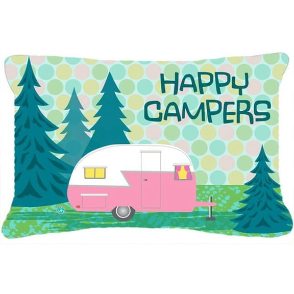 Carolines Treasures Happy Campers Glamping Trailer Fabric Decorative Pillow