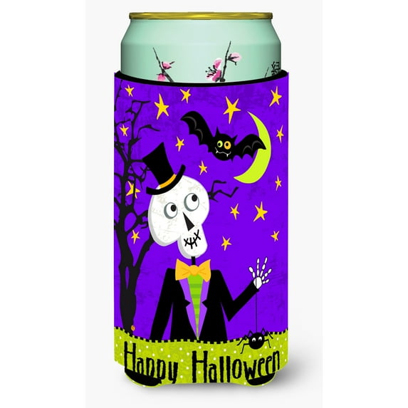 Carolines Treasures Happy Halloween Skeleton Tall Boy beverage insulator Hugger Tall Boy multicolor