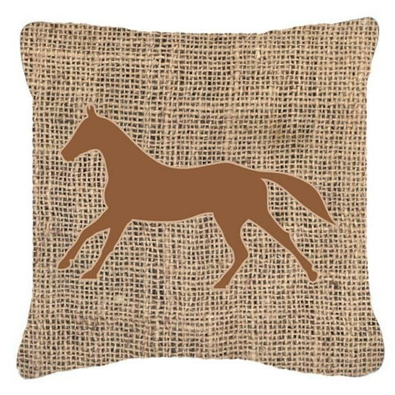 Carolines Treasures  Horse Burlap And Brown Indoor & Outdoor Fabric Decorative Pillow - 18 x 18 in.