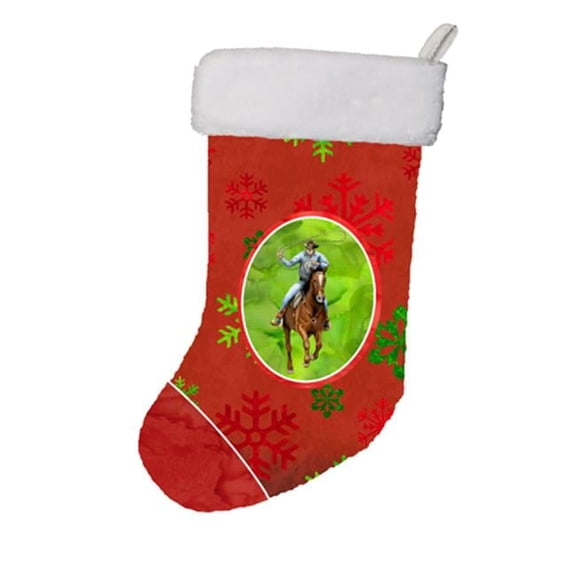 Carolines Treasures Horse Roper Red Snowflakes Holiday Christmas Stocking