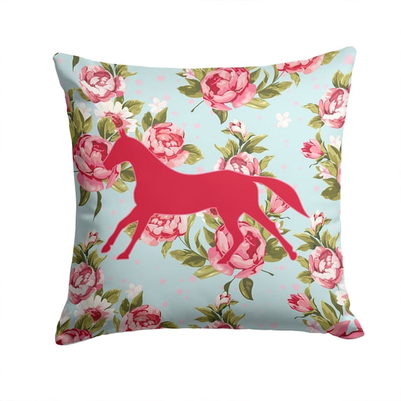 Carolines Treasures Horse Shabby Chic Blue Roses Canvas Fabric Decorative Pillow BB1003 14Hx14W multicolor