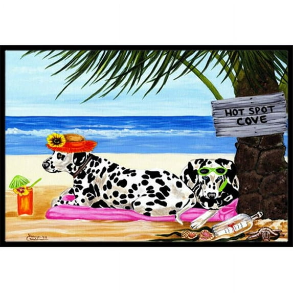 Carolines Treasures Hot Spot Cove Beach Dalmatian Indoor or Outdoor Mat, 24 x 36