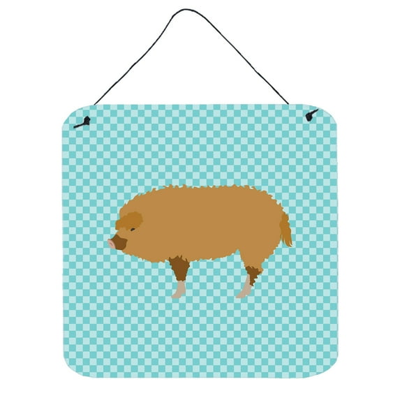 Carolines Treasures BB8108DS66 Hungarian Mangalica Pig Blue Check Wall or Door Hanging Prints, 6 x 6 in.