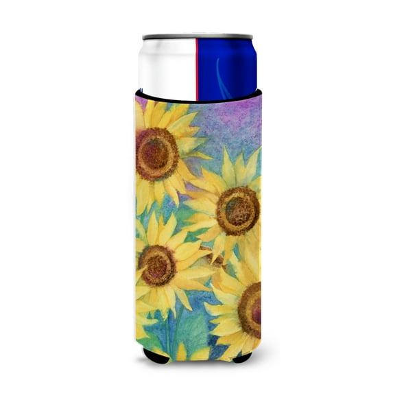 Carolines Treasures IBD0247MUK Sunflowers and Purple Ultra Beverage Insulators for slim cans Slim Can multicolor