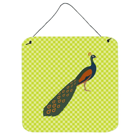 Carolines Treasures Indian Peacock Peafowl Green Wall or Door Hanging Prints 6x6 multicolor