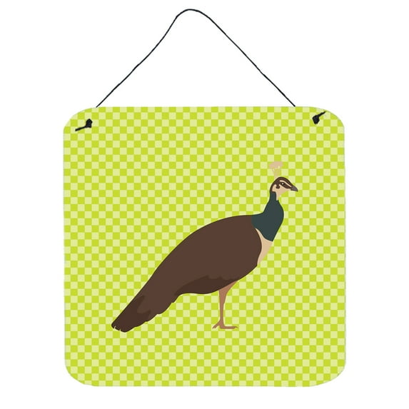 Carolines Treasures Indian Peahen Peafowl Green Wall or Door Hanging Prints 6x6 multicolor