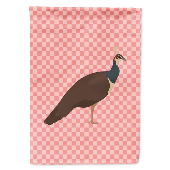 Indian Peahen Peafowl Pink Check Garden Flag
