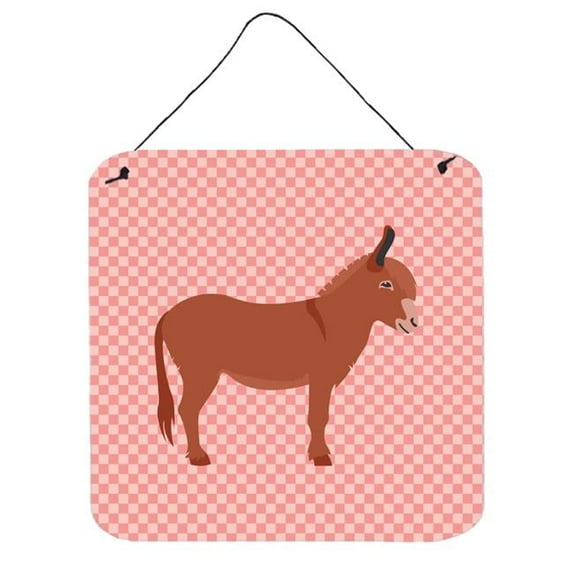 Carolines Treasures BB7848DS66 Irish Donkey Pink Check Wall or Door Hanging Prints, 6 x 6 in.