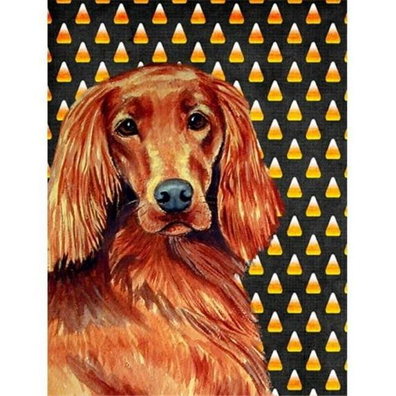Carolines Treasures  Irish Setter Candy Corn Halloween Portrait House Size Canvas Flag