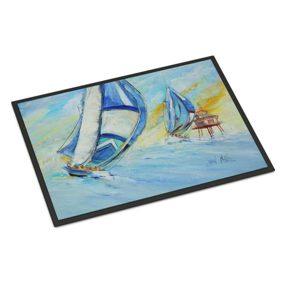 Carolines Treasures JMK1005MAT Sailboats and Middle Bay Lighthouse Door Mat Indoor Rug or Outdoor Welcome Mat 18x27