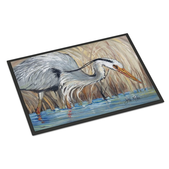 Carolines Treasures JMK1013MAT Blue Heron in the reeds Door Mat Indoor Rug or Outdoor Welcome Mat 18x27 Doormat  27"L x