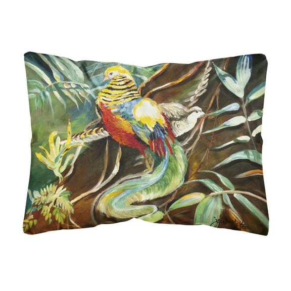 Carolines Treasures JMK1014PW1216 Mandarin Pheasant Canvas Fabric Decorative Pillow  12H x16W multicolor