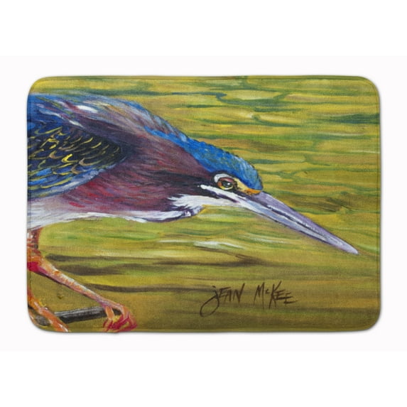 Carolines Treasures JMK1016RUG Green Heron Machine Washable Memory Foam Mat 19 X 27" multicolor