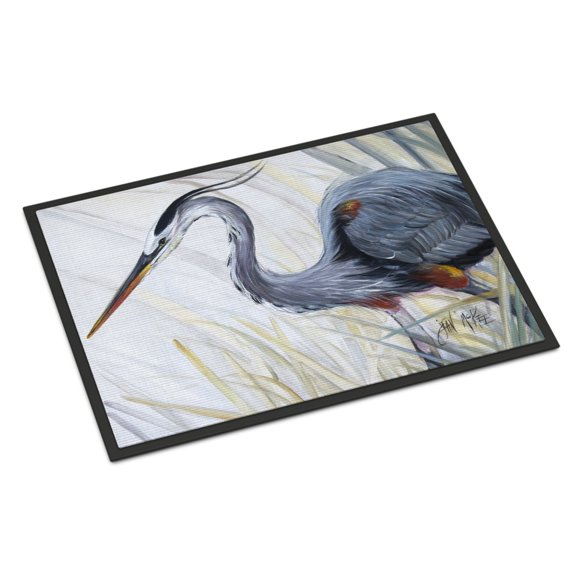 Carolines Treasures JMK1017JMAT Blue Heron Frog hunting Door Mat Indoor Rug or Outdoor Welcome Mat 24x36 Doormat  36"L x