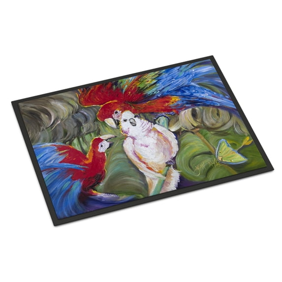 Carolines Treasures JMK1018MAT Menage-a-trois Parrots Door Mat Indoor Rug or Outdoor Welcome Mat 18x27 Doormat 27"L x
