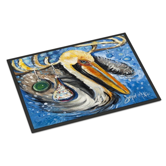 Carolines Treasures JMK1020JMAT Pelican Dressed as a Reindeer Door Mat Indoor Rug or Outdoor Welcome Mat 24x36 Doormat