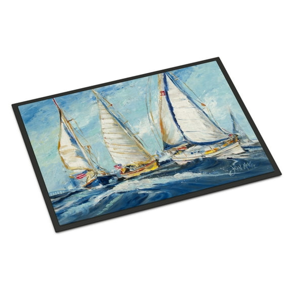 Carolines Treasures JMK1027JMAT Roll me over Sailboats Door Mat Indoor Rug or Outdoor Welcome Mat 24x36 Doormat 36"L x
