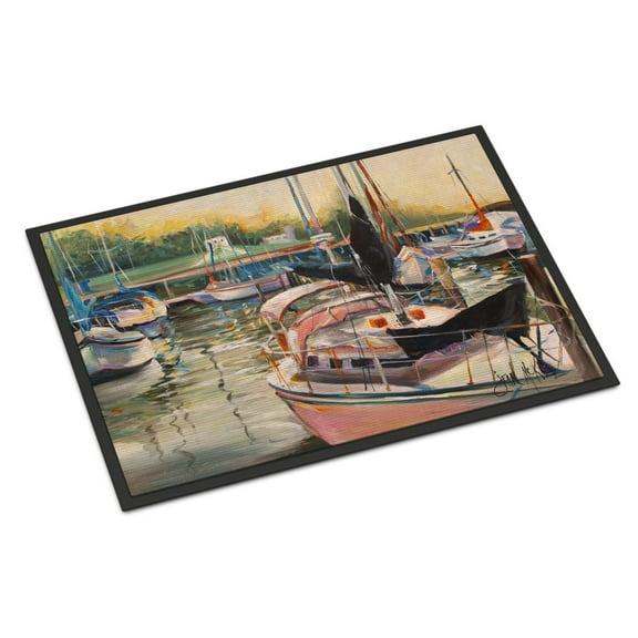 Carolines Treasures JMK1032JMAT Black Sails Sailboat Door Mat Indoor Rug or Outdoor Welcome Mat 24x36 Doormat  36"L x