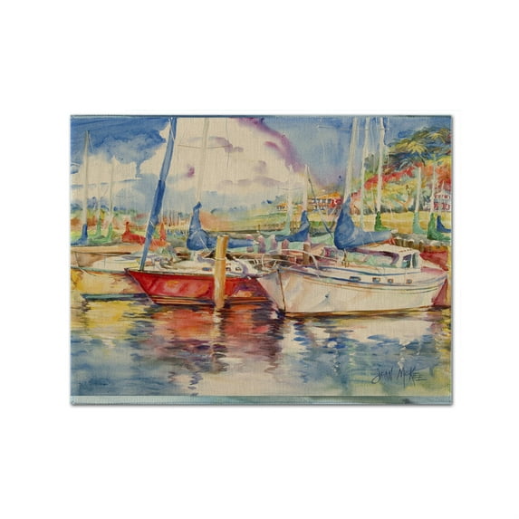 Carolines Treasures JMK1034PLMT Three Boats Sailboats Fabric Placemat, Multicolor